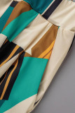 Color Estampado informal Estampado de camuflaje Patchwork Cintura alta Pierna ancha Estampado completo Parte inferior