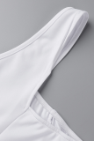 Blanco Sexy Sólido Ahuecado Apertura alta Un hombro Falda lápiz Vestidos