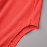 Rojo Sexy Sólido Ahuecado Alta Apertura Un Hombro Lápiz Falda Vestidos