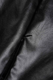Zwarte sexy effen patchwork halflange coltrui kokerrokjurken