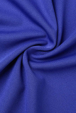 Bleu Sexy solide évidé haute ouverture une épaule jupe crayon robes