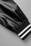 Vêtement d'extérieur à col cardigan décontracté uni en patchwork noir