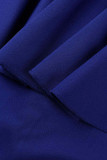 Bleu Casual Élégant Solide Patchwork Volant Sans Bretelles Jupe Une Étape Robes