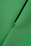 Зеленые повседневные однотонные платья в стиле пэчворк с воланами и круглым вырезом, одноступенчатые юбки