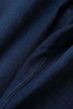 Jeans de mezclilla de cintura alta de patchwork sólido casual azul bebé