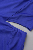 Azul Sexy Sólido Ahuecado Alta Apertura Un Hombro Lápiz Falda Vestidos