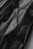 Negro sexy sólido patchwork medio cuello alto lápiz falda vestidos