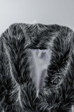 Prendas de abrigo de plumas de patchwork de vendaje sólido casual negro