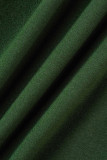 Macacão skinny verde militar casual patchwork sólido gola com zíper
