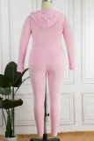 Col à Capuche Patchwork Solide Décontracté Noir Taille Plus Deux Pièces