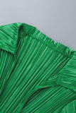 Macacão reto verde sexy bandagem sólida de retalhos com decote em V