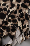 Leopardtryck Sexig Leopard Tofs Mager Penna med hög midja Fulltrycksbotten