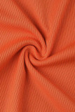 Оранжевый Повседневная спортивная одежда Однотонные узкие комбинезоны с косым воротником в стиле пэчворк