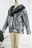 Black Casual Solid Bandage Patchwork Feathers Outerwear