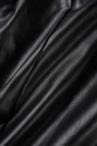 ブラック セクシー ソリッド パッチワーク ハーフ A タートルネック ペンシル スカート ドレス