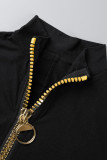 Burgund Casual Solid Patchwork Zipper Collar Skinny Jumpsuits