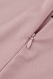 Pink Party Dot Patchwork O Neck Pencil Skirt Dresses(belted)