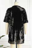 Платье-футболка с круглым вырезом и круглым вырезом в стиле пэчворк с блестками Black Street Платья Платья