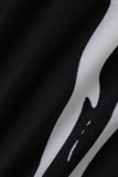 Черно-белые узкие комбинезоны с высоким воротником в стиле пэчворк в стиле панк