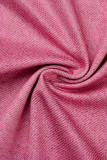 Rosa sexy stampa patchwork cerniera collare manica lunga due pezzi