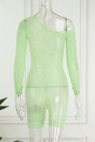 Grön Sexig Solid urholkad Skinny Skyddsbyxa