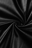 Capispalla con colletto cardigan patchwork solido casual nero