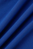Combinaisons skinny décontractées solides patchwork col zippé bleu coloré