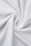 Bianco sexy solido patchwork trasparente O collo manica corta due pezzi
