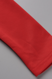 Robes de jupe de crayon de col rabattu de chaînes de forage chaudes solides rouges sexy