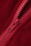 Roter beiläufiger fester Patchwork-Kapuzenkragen mit langen Ärmeln, zweiteilig