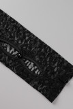 Черные сексуальные однотонные полупрозрачные узкие комбинезоны в стиле пэчворк с открытыми плечами