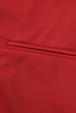 Correntes de perfuração quente sólidas vermelhas sexy gola redonda saia lápis vestidos