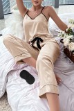 Pink Sexy Living Solid Patchwork Backless Sleepwear Three-piece Set (With Eye Mask)