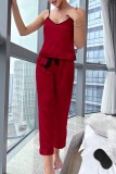 Champagne Sexy Living Solid Patchwork Backless Sleepwear Three-piece Set (With Eye Mask)