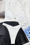 Witte sexy effen rugloze badkleding set (met vullingen)