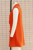 Оранжевая повседневная верхняя одежда с однотонным отложным воротником
