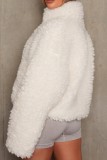 Vêtement d'extérieur à col zippé basique en patchwork uni décontracté blanc crème