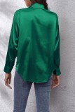 Blusas de gola de camisa básica verde casual sólida