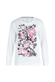 Witte Casual Street Print Patchwork Letter O Neck Tops
