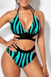 Leopard Print Sexy Print Bandage Hollowed Out Patchwork Backless Swimwears (With Paddings)