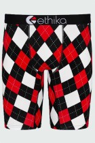 Pantaloni a matita a vita bassa con lettere patchwork con stampa sexy rosso nero