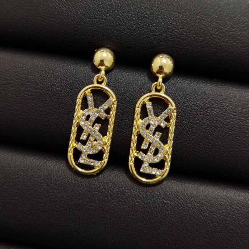 

Gold Elegant Letter Rhinestone Earrings