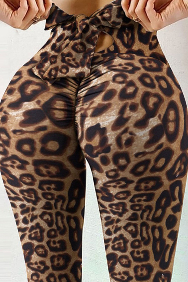 Leopardtryck Sportswear Print Bandage Patchwork