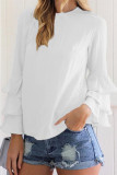 Paarse Casual Solid Flounce O Neck Tops