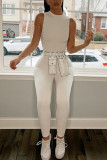 Macacão branco fashion sexy justo sem mangas
