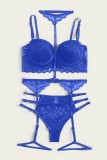 Blue Sexy Solid Hollowed Out Patchwork Backless Lingerie