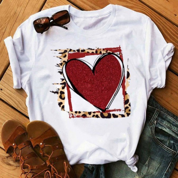 T-shirt basic con stampa casual rosso scuro