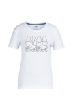 White Street Party Print Patchwork O Neck T-Shirts