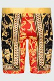 Yellow Sexy Print Patchwork Letter Pencil Bottoms