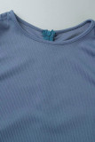 Due pezzi a maniche lunghe con scollo a O collo casual casual blu